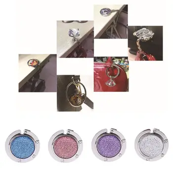

Rhinestone Alloy Folding Handbag Hanger Bag Purse Table Hook Holder Rack Support