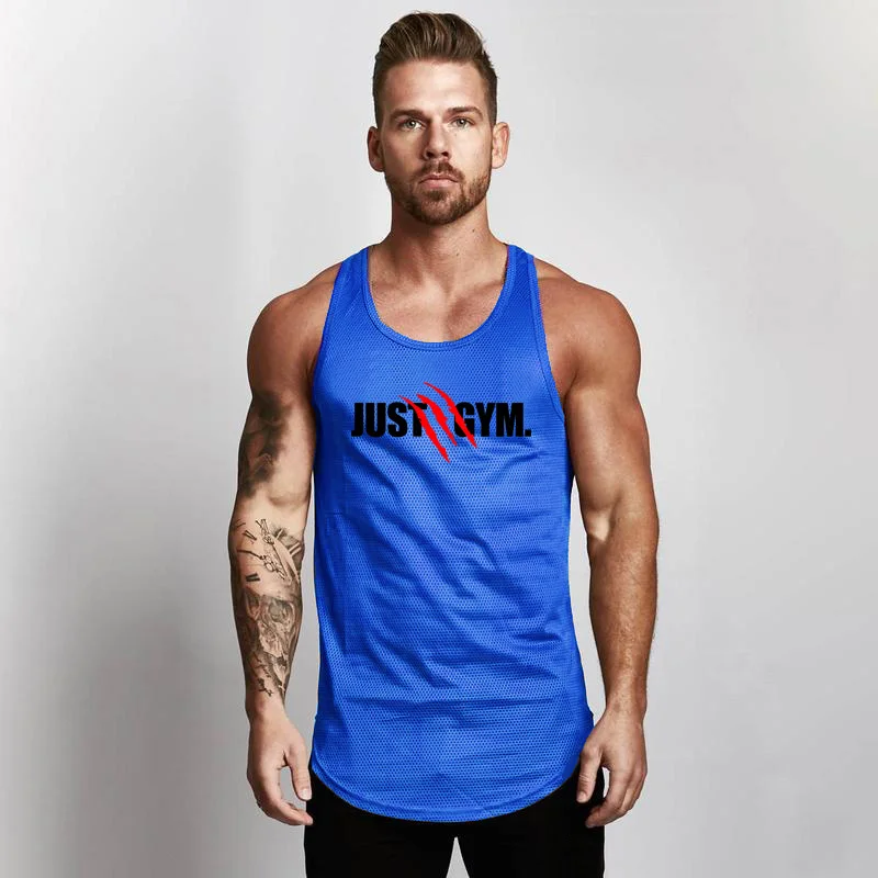 Тренажерный зал Tanktops жилет Стрингер модные сетчатые мужские майка Фитнес бренд тренировки Повседневное синглеты без рукавов бодибилдинг