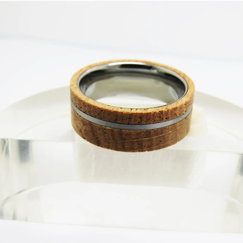Classic Wedding Party Ring Shiny Silver Color Tungsten With Wood Ring Women Wedding Classic Jewelry  Engagement Party RING