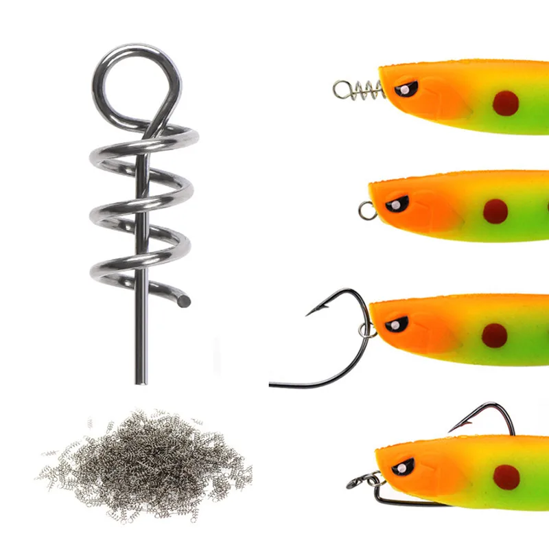 Soft Lure Bait Spring Twist Lock Stainless Steel Outdoor Fishing Crank Hook Centering Pin For Soft Lure Bait Worm Crank