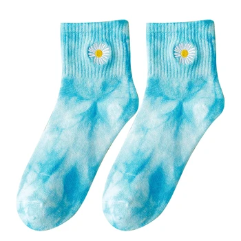 

1pair Women Men Casual Gift Daily Stretchy Multicolor Funny Printed Breathable Soft Cotton Blend Fashion Tie Dye Crew Socks