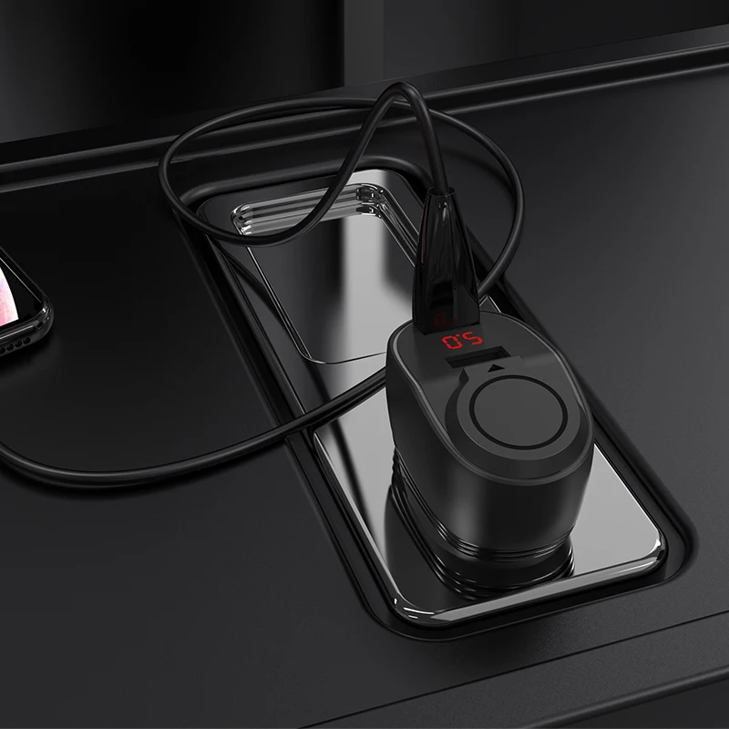 HOCO 96W Двойной Зарядное устройство USB+ слот для прикуривателя с светодиодный дисплей 3.1A быстрая зарядка автомобильное зарядное устройство адаптер для мобильного телефона