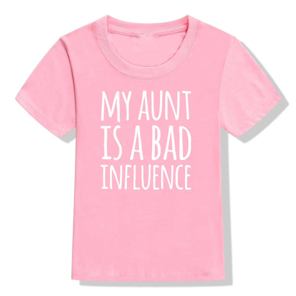 Летняя Детская футболка с надписью «My Aunt Is A Bad Influence» забавные детские футболки с надписями, мальчики девочки футболки топы, модная одежда для малышей