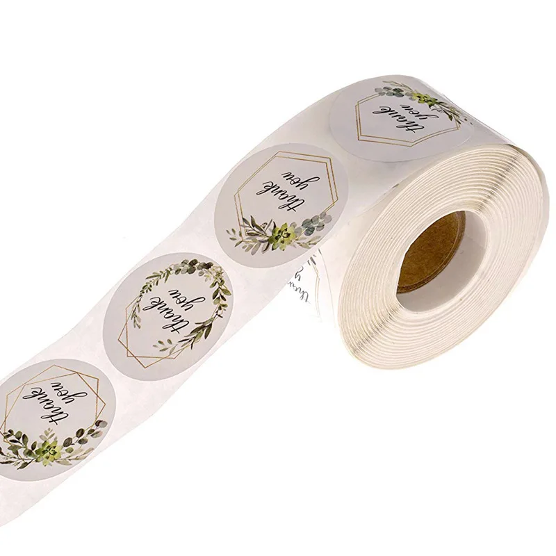 100-500pcs 감사합니다 라운드 스티커 스크랩북 봉투 인감 스티커 선물 꽃 장식 편지지 라벨 스티커