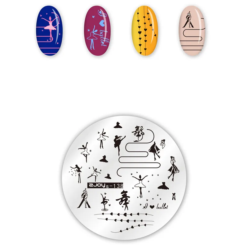138 Round Nail Stamping Plates Flower Wind Chimes Animal Pattern Natural Plants Leaves Nail Art Stamp Templates Stencil Accessories - Цвет: 138