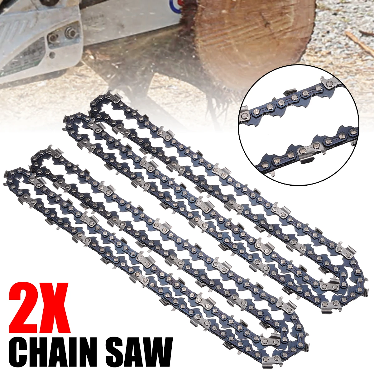 2pcs High Quality 20 Inch Chainsaw Chain Bar Pitch Blade Wood Cutting