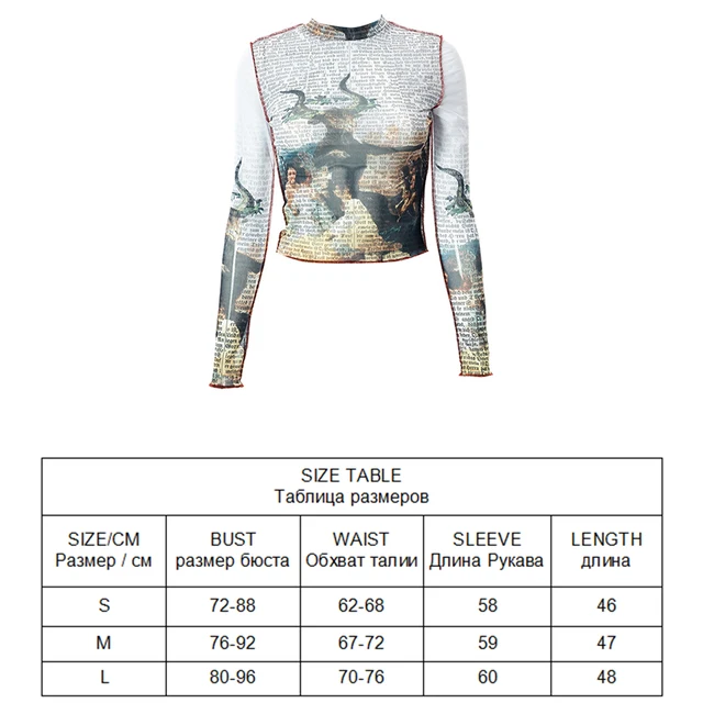 Y2K Mesh Top Women Streetwear Long Sleeve Graphic Tee See Through O Neck  Tops Slim Anime T-shirt Sexy Crop Top Women Clothing as seen