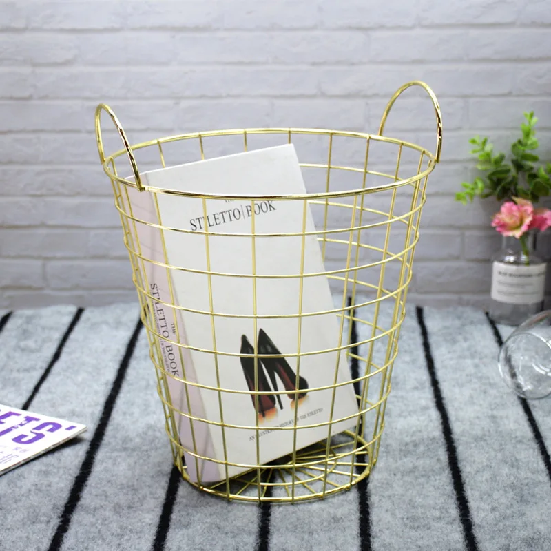 

Northern European-Style Laundry Basket Iron Art Waterproof Toy Storage Basket Household Dirty Clothes Storage Bucket Debris Hand