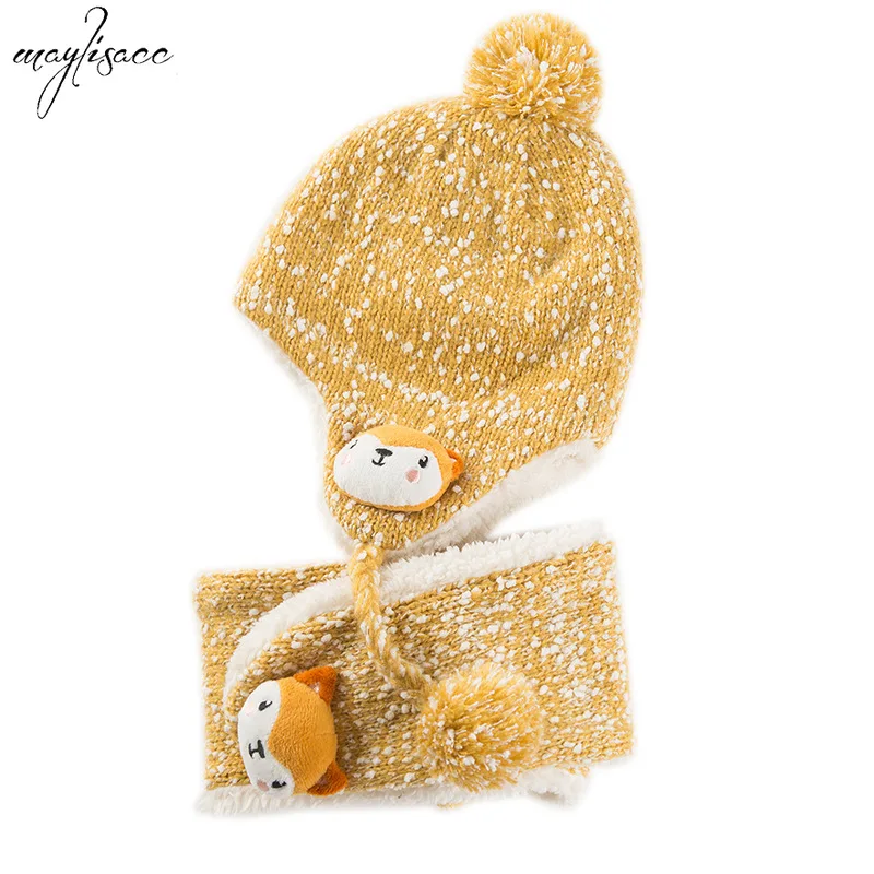 Maylisacc/Детский комплект с шарфом для детей 3-6 лет, осенне-зимний теплый комплект из двух предметов, шапки, шарфы для мальчиков и девочек