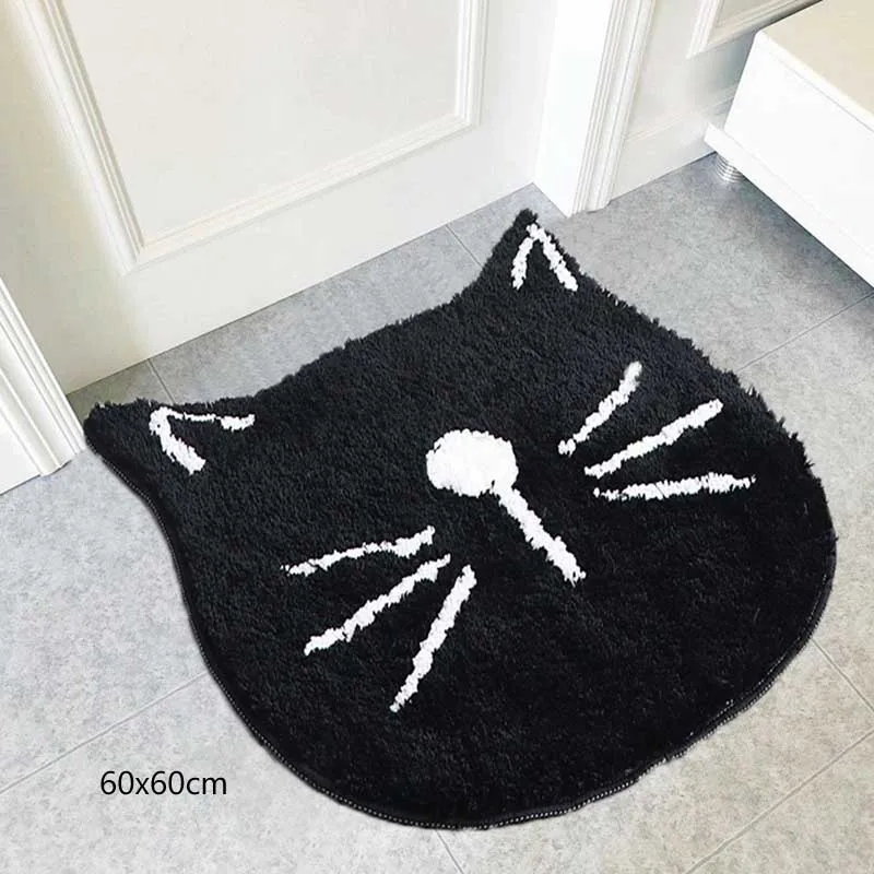 black cat Мультяшный коврик для дома с изображением кота Тигра, водопоглощающий коврик для ванной комнаты, нескользящий коврик с изображением животных для спальни, кухни, ванной - Цвет: black cat