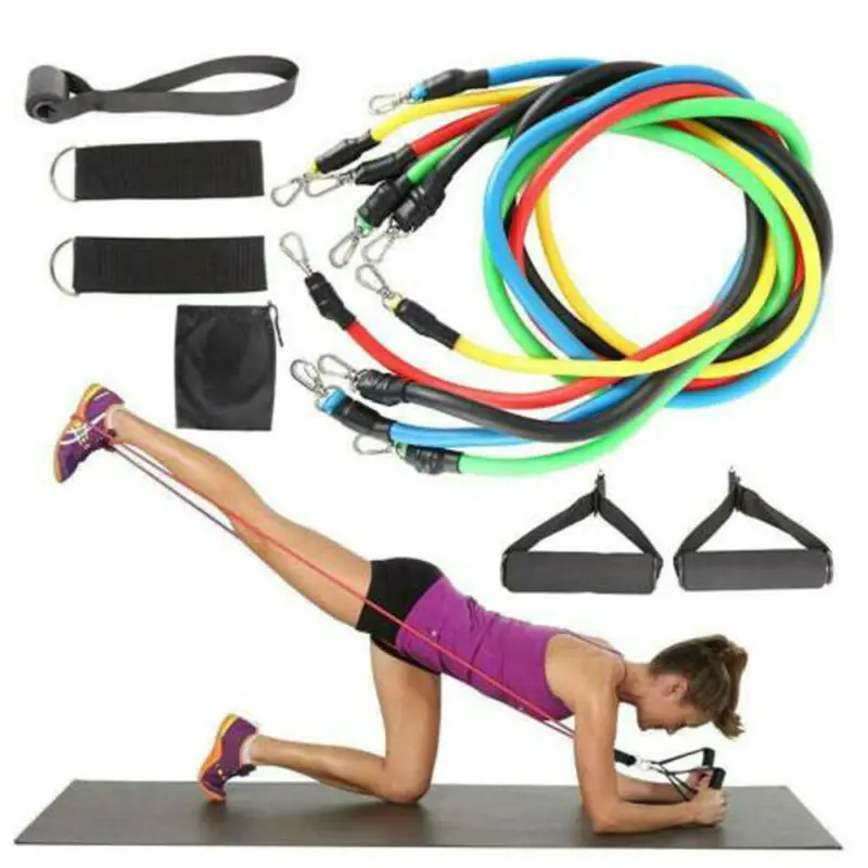 Resistance Band Yoga Pilates Abs Exercise Stretch Fitness Tube Workout Bands## 