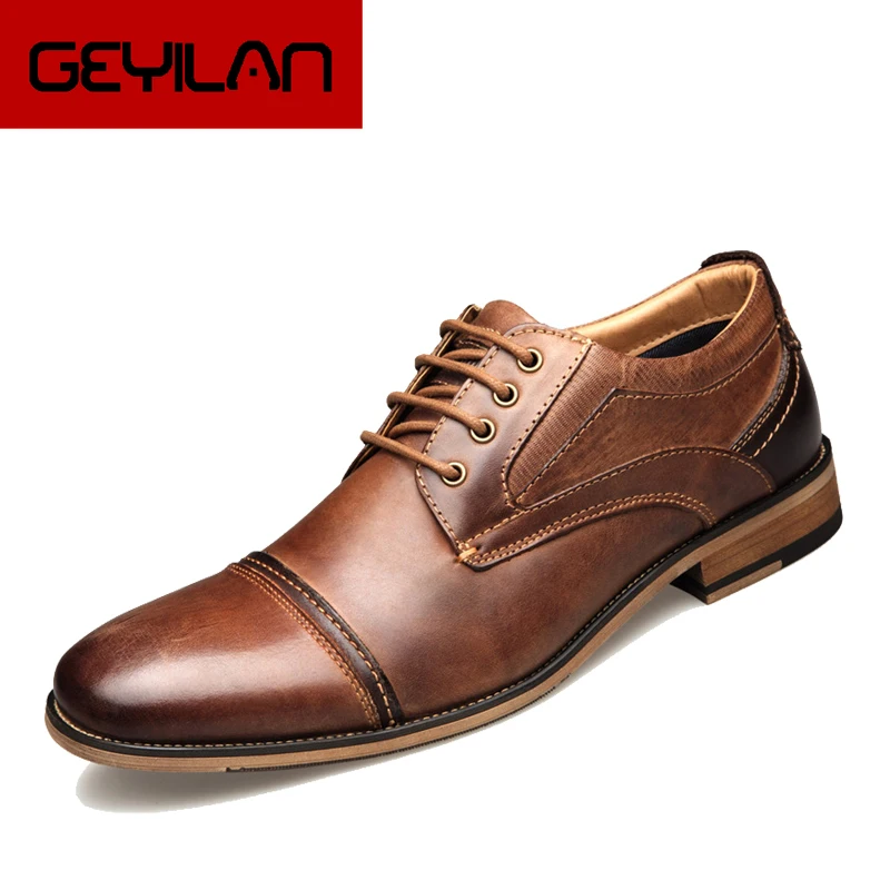 

Brand Men Oxford Leather Shoes Business genuine leather shoes handmade comfortable mens formal shoes Lace-Up Bullock