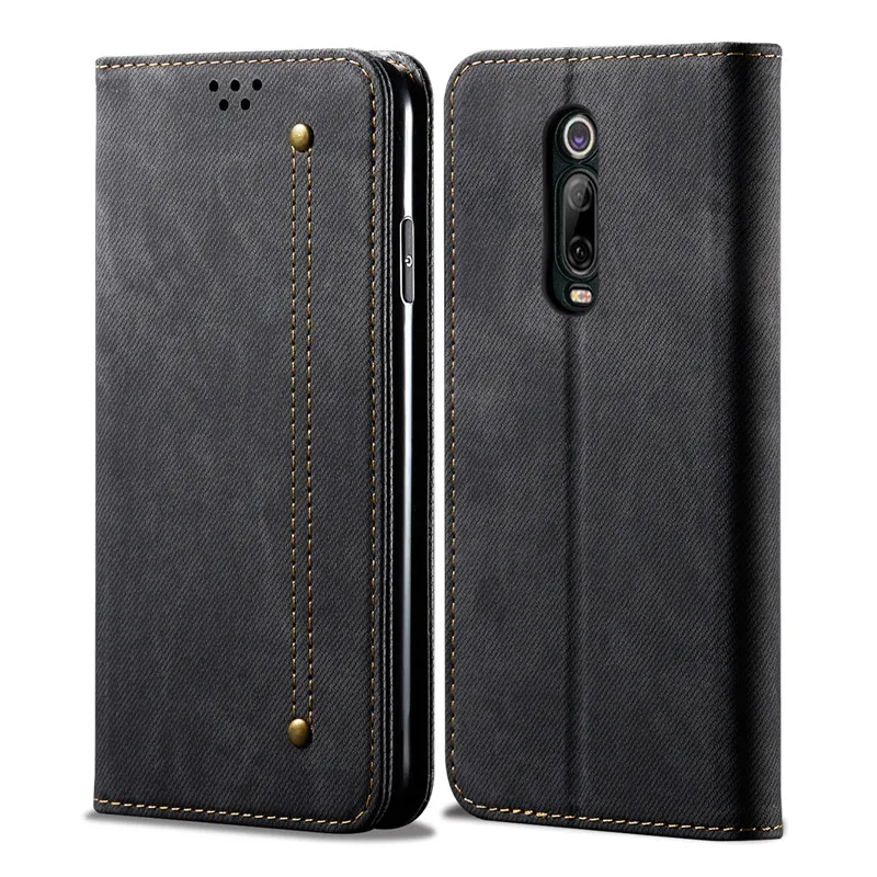 Ретро флип чехол для Xiaomi Mi 9t Note 10 Pro Cc9 Cc9e A3 Lite 9 из джинсовой ткани с подставкой