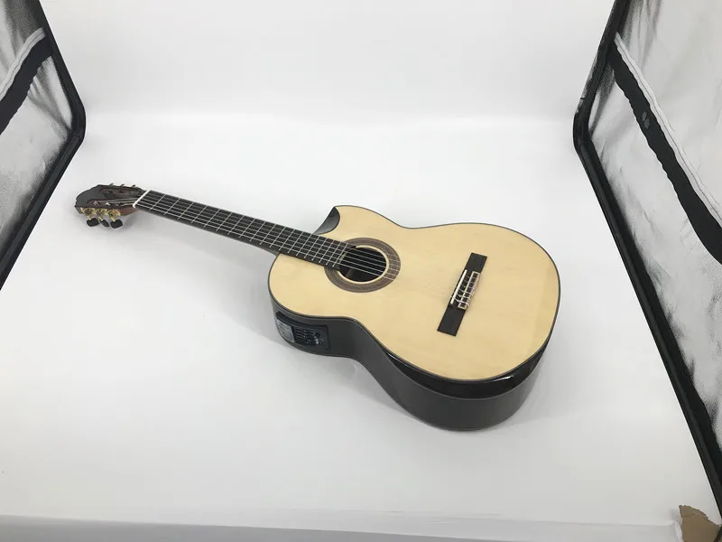 spruce with pickup Высококачественная классическая гитара ручной работы со специальной чашей, Чехол для гитары - Цвет: spruce with pickup