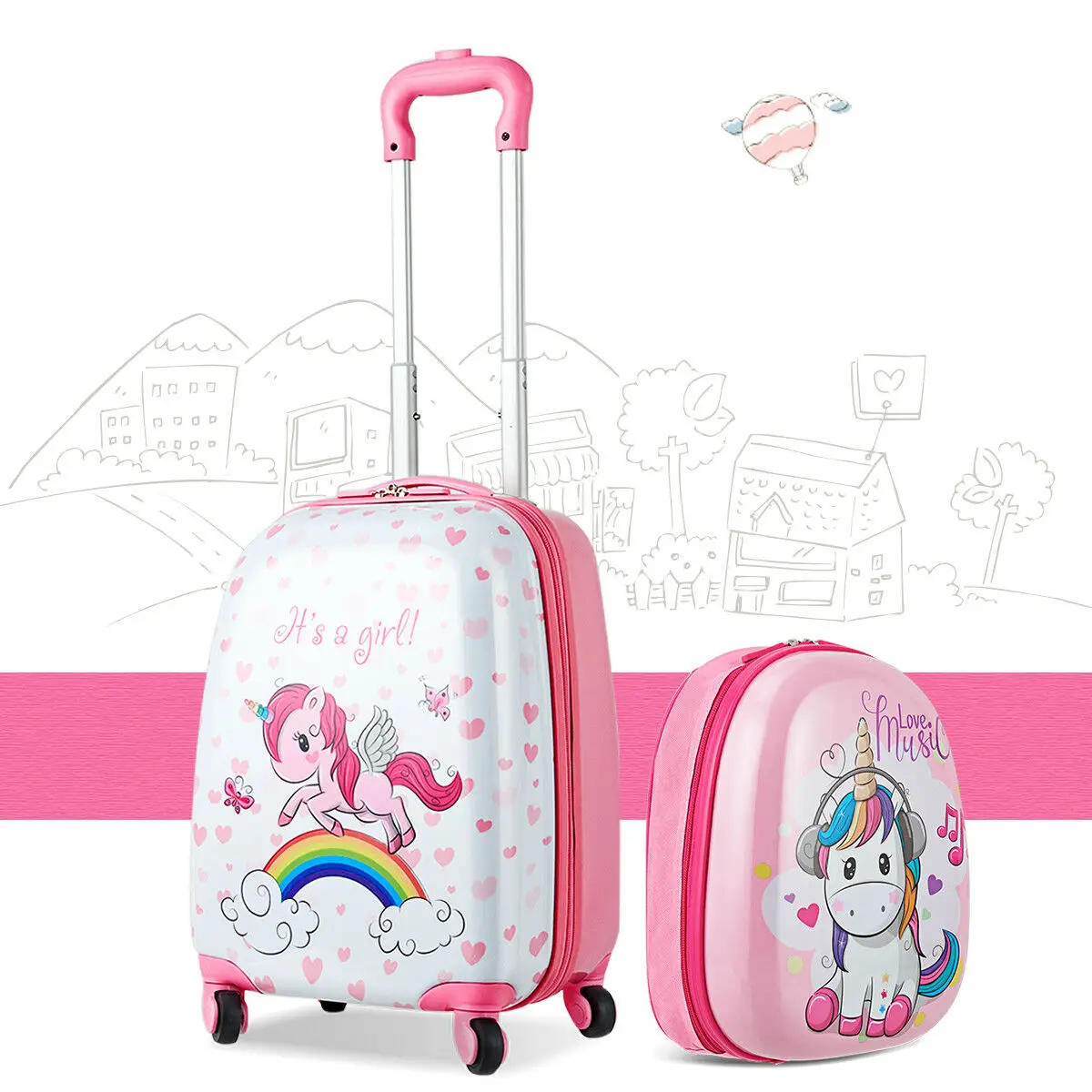 Kids Luggage Set: Backpack & Rolling Suitcase
