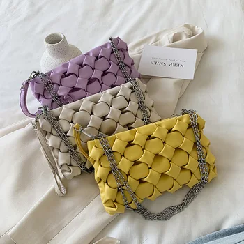 

Candy Colors Woven Crossbody Bag 2020 Fashion High Quality Leather Women's Designer Handbag Solid Color Shoulder Messenger Bag