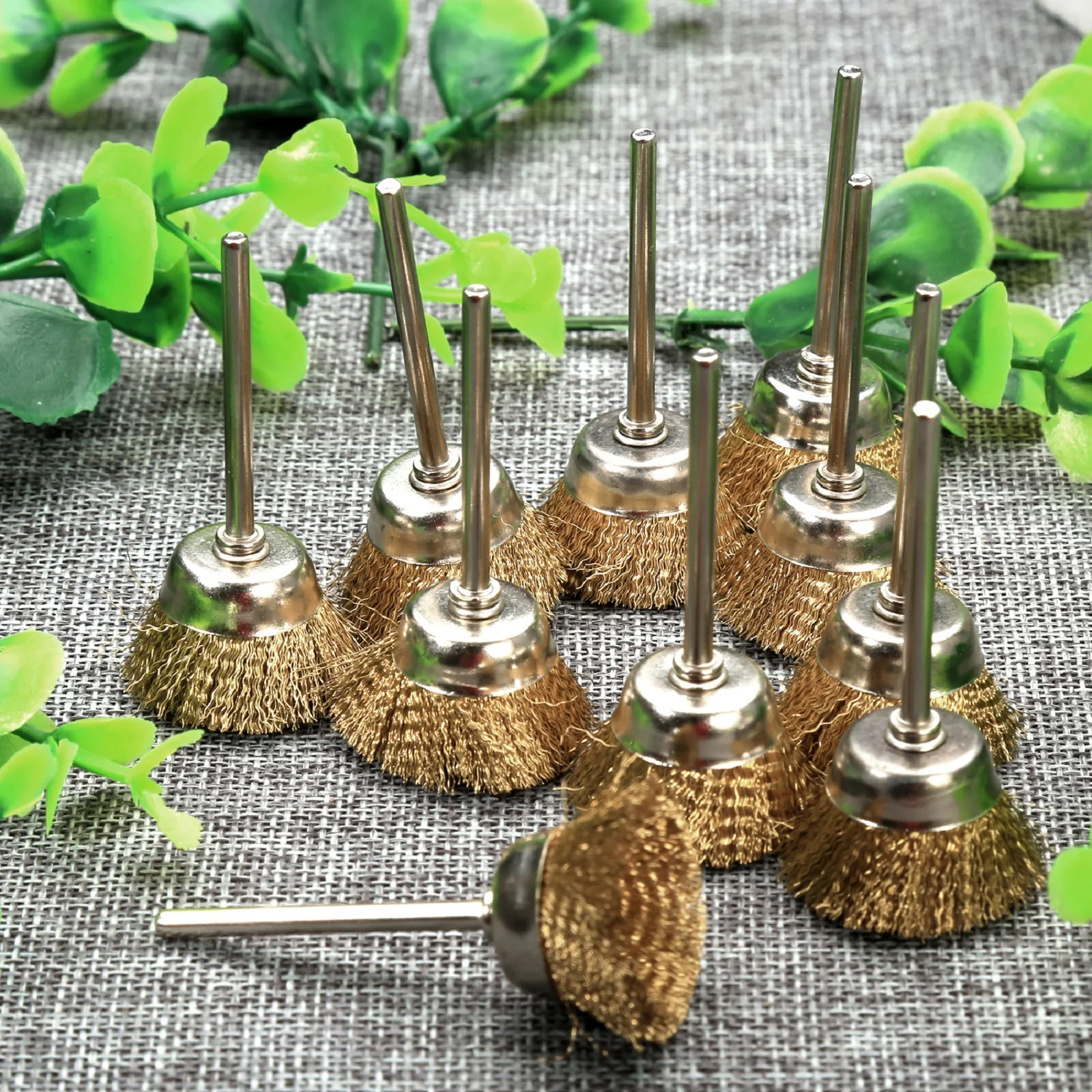 10Pcs 25mm Brass Cup Brushes Mini Brass Wire Bowl Wheel Brush Cleaning
