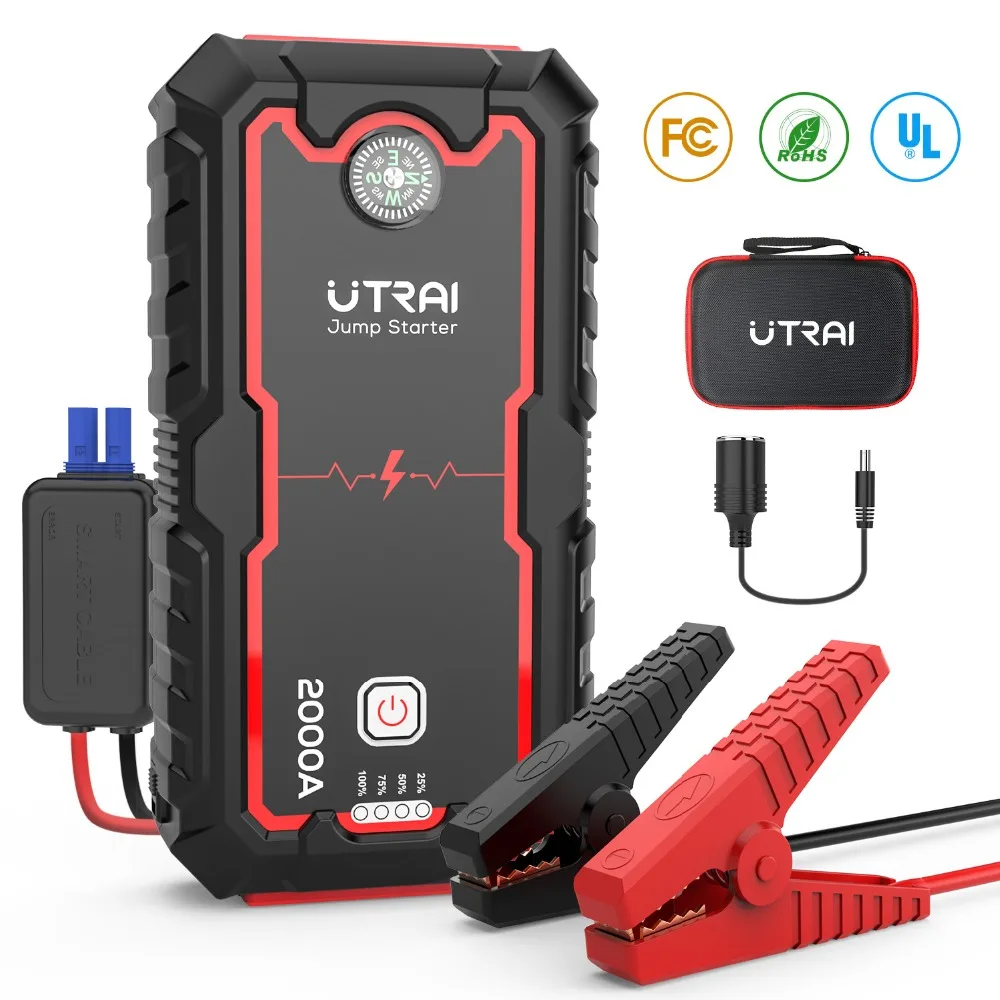 Пусковое устройство UTRAI для автомобиля, внешний аккумулятор 22000 мАч, автомобильное зарядное устройство, пусковое аварийное зарядное устройство, портативное автомобильное пусковое устройство