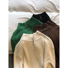 2021 Winter new Korean casual semi-open long sleeve sweater 928