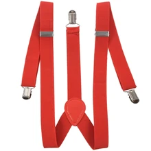 Женщины Мужчины клип на регулируемые брюки эластичный Y Назад подтяжки-красный