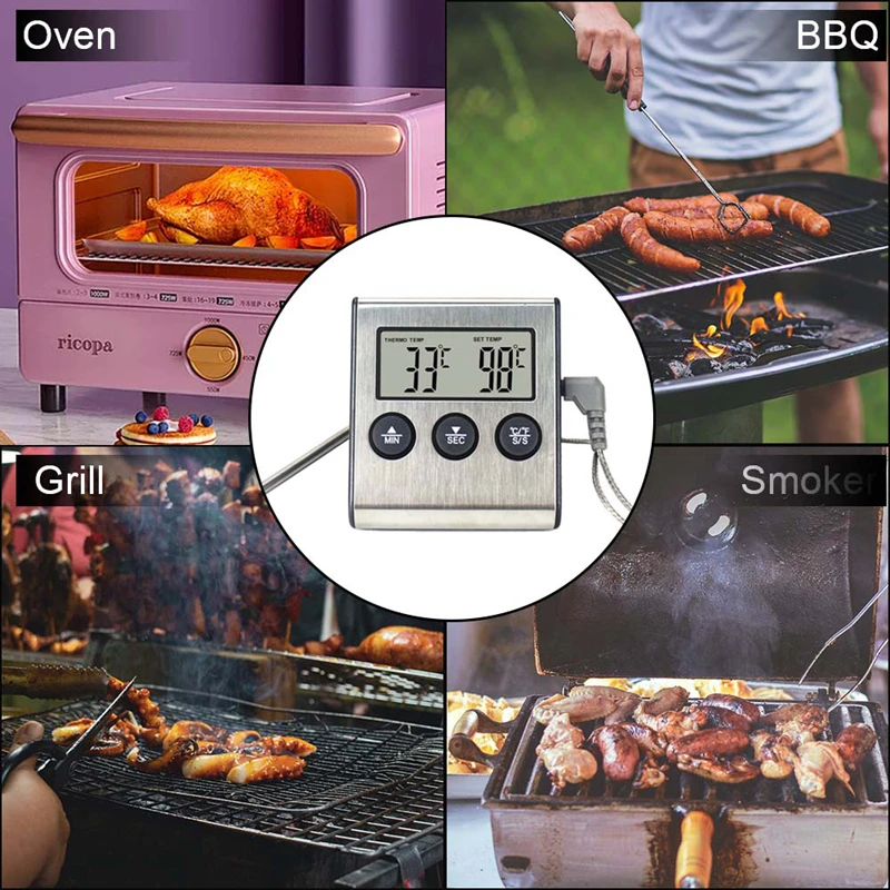 Dailyinshop Household Digitale Cucina Carne della sonda Cucina BBQ Selezionabile Sensore termometro Misura equippment 