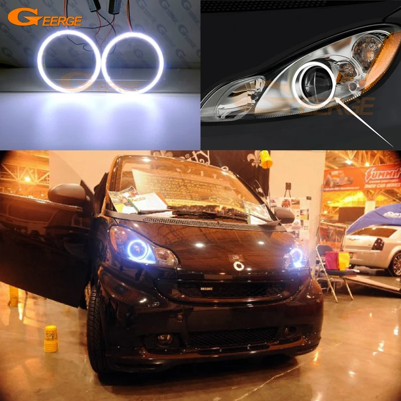 Отличный ультра яркий COB комплект светодиодов глаза ангела halo Кольца для Smart Fortwo