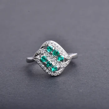 

CSJ Created Emerald small classics ring Real 925 Silver sterling Round2.25mm Fine Jewelry for Women engagement Gift free express