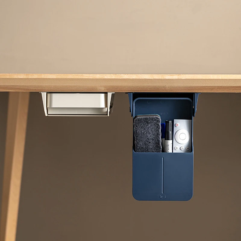 Desk Organizer Under The Desk Drawer Type Storage Box Stationery Bottom Hanging Hidden Pen Holder Tray office Accessories