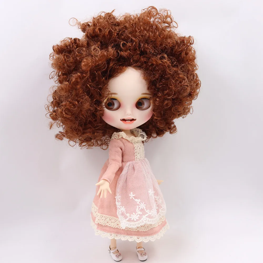 Ледяной обнаженный Blyth кукла No. BLQE965 коричневый афро волосы резные губы открытый рот матовая индивидуальные лица сустава тела 1/6 bjd