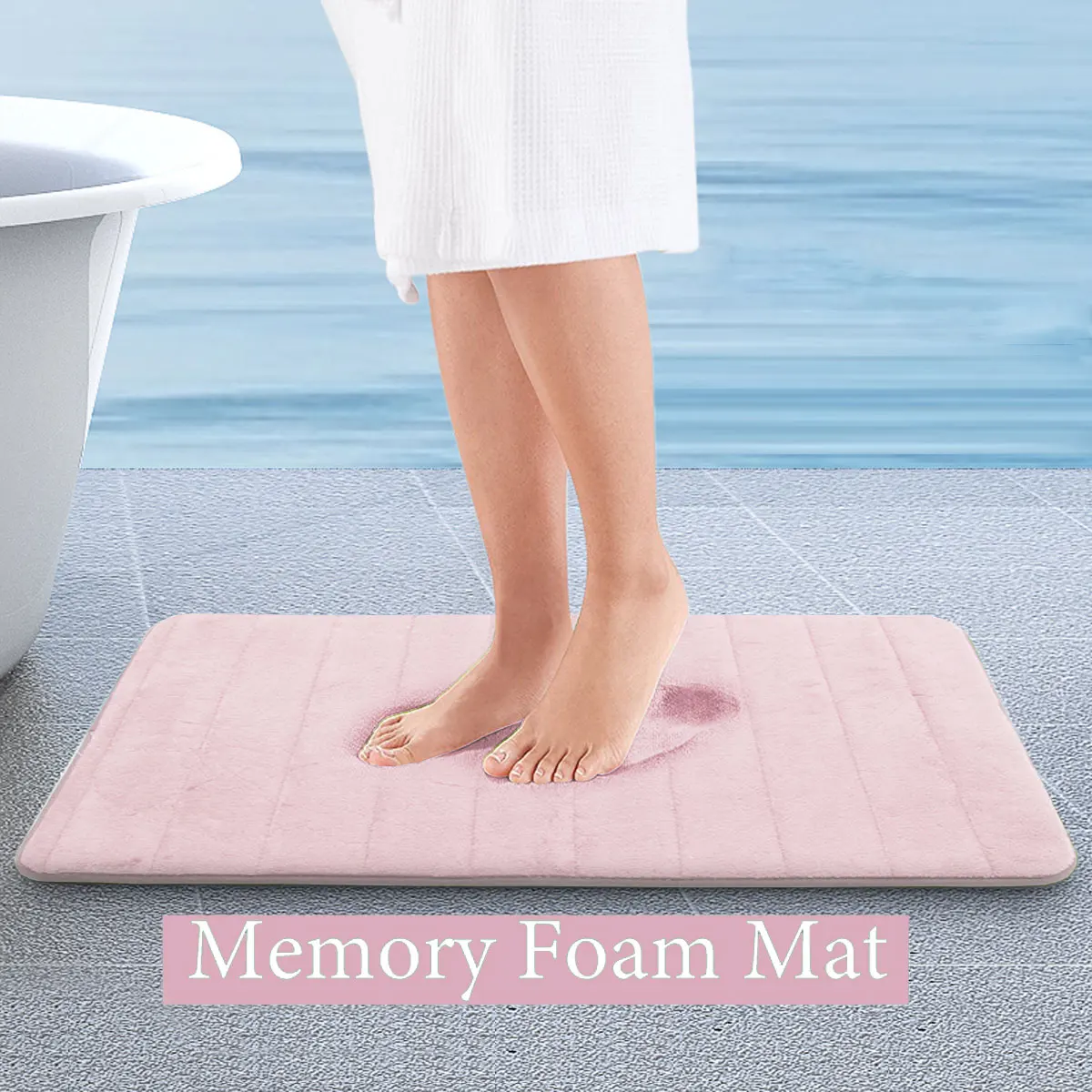 Memory Foam Bath Mat Absorbent Slip-resistant Pad Bathroom Kitchen Mats 40*60cm 