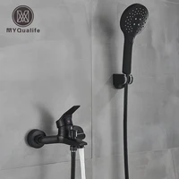 Matte Black Bathroom Faucet 2 Function Bathtub Facuet  Wall Mounting Cold and Hot Shower Faucet 1