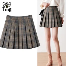 Tingfly, клетчатая плиссированная юбка для женщин, летняя, Ins, супер микро мини юбка, высокая талия, милые, для девушек, студенток, короткие юбки, Повседневная Уличная