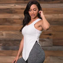 Йога Рубашка на петельках Боком расщепления бедра Топы Для женщин Сексуальная йога Фитнес рубашки для мальчиков