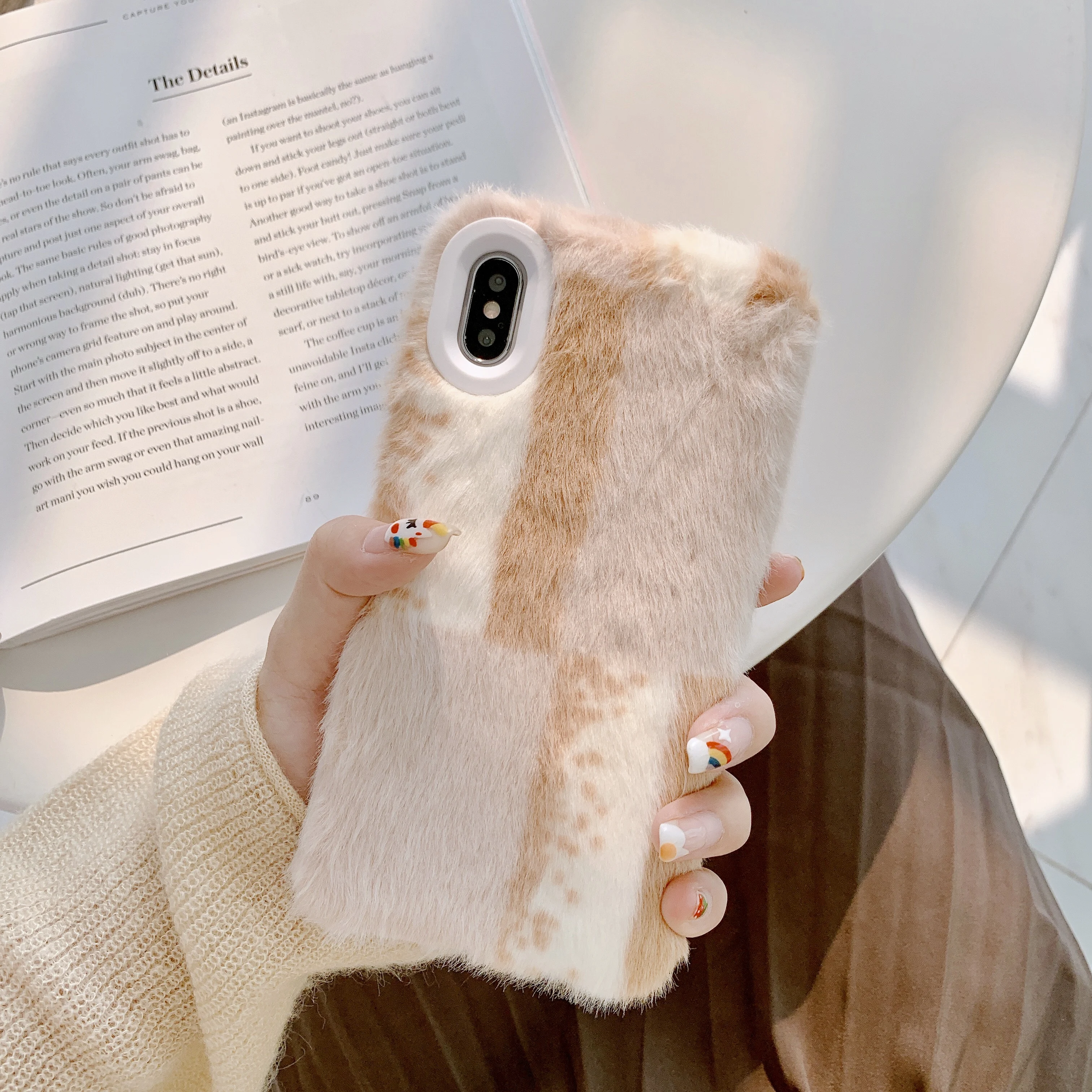 ORYKSZ роскошный кролик теплый мех плюшевый чехол для телефона для iPhone 11 Pro Max X XS Max XR 6 6S 7 8 Plus милый пушистый мягкий ворс задняя крышка