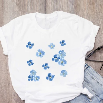 

Women Short Graphic Flower Tumblr Floral Fashion Print Summer Tops Female T-Shirt Harajuku Streetwear Lady Tee Clothing