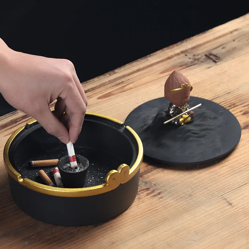 Creative Personality Fashion Windproof Ceramic Ashtray Large Living