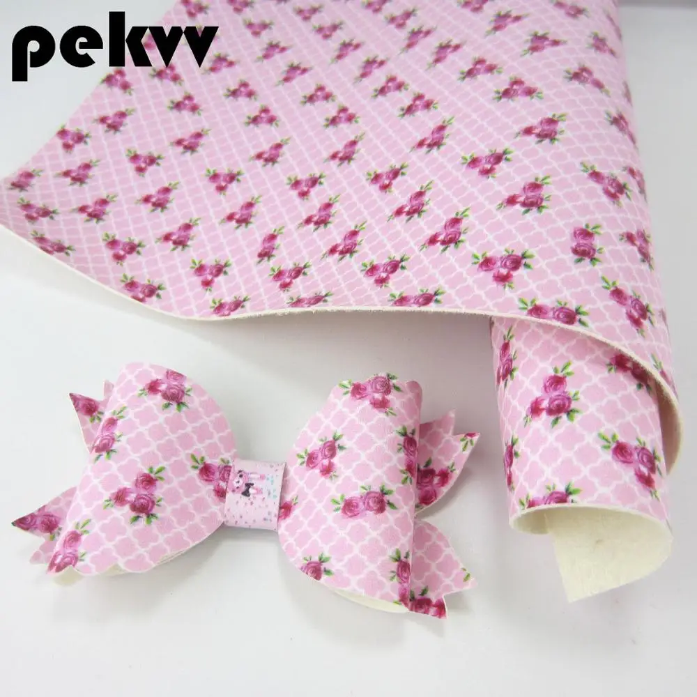 Pekvv 21 см X 30 см A4 лист Цветы искусственная Синтетическая кожаная ткань для волос луки серьги Узелок сумки украшения PR007