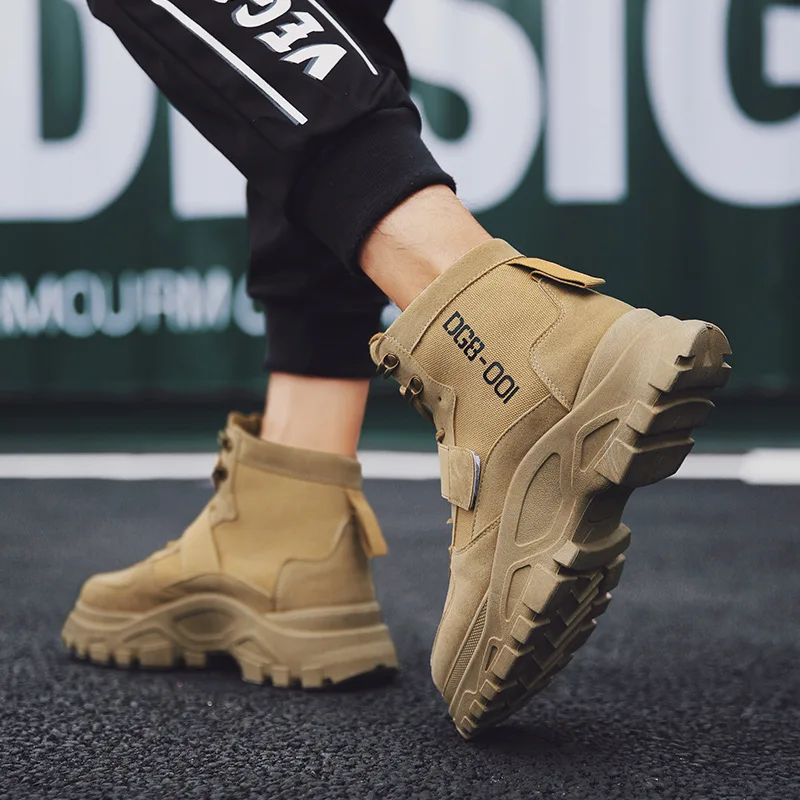 

Martin Boots Men's Army Boots Korean-style Trend Men Cotton Short Boots Workwear Hight-top Men Shoes Winter Snow Boots Men's