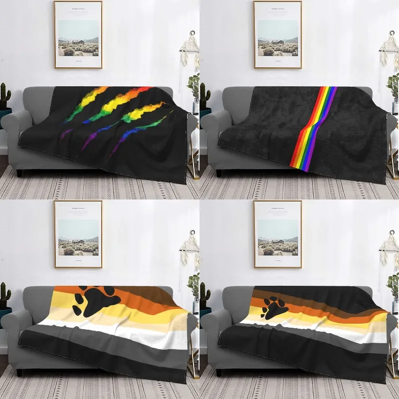 

Sofa Fleece LGBT Ripped And Shredded Throw Blanket Warm Flannel GLBT Gay Lesbian Pride Blankets for Bed Car Couch Quilt