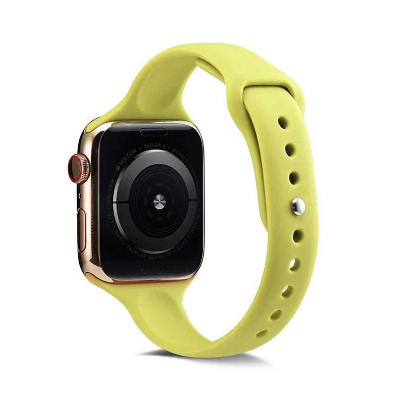 Ремешок для часов Apple Watch 38 мм 42 мм 44 мм 40 мм IWatch 4 3 2 1 спортивный силиконовый ремешок тонкий браслет аксессуары для часов - Цвет ремешка: Yellow