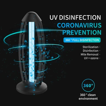 

38W UV Lamp Ultraviolet Sterilizer Light 110V US /220V EU Germicidal UVC Disinfection Kill Mites Air Clean 253.7nm Lights