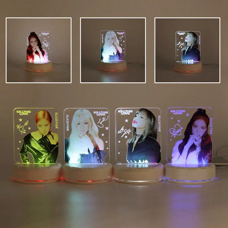 

Blackpink Members Colorful LED Night Light Kill This Love Table Desk Lamp Fans Support Gifts Stationery Set