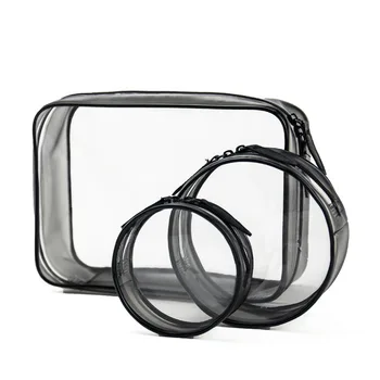 

Cosmetic bag plastic travel storage bag three sets of transparent PVC zipper bag cosmetic packaging bag