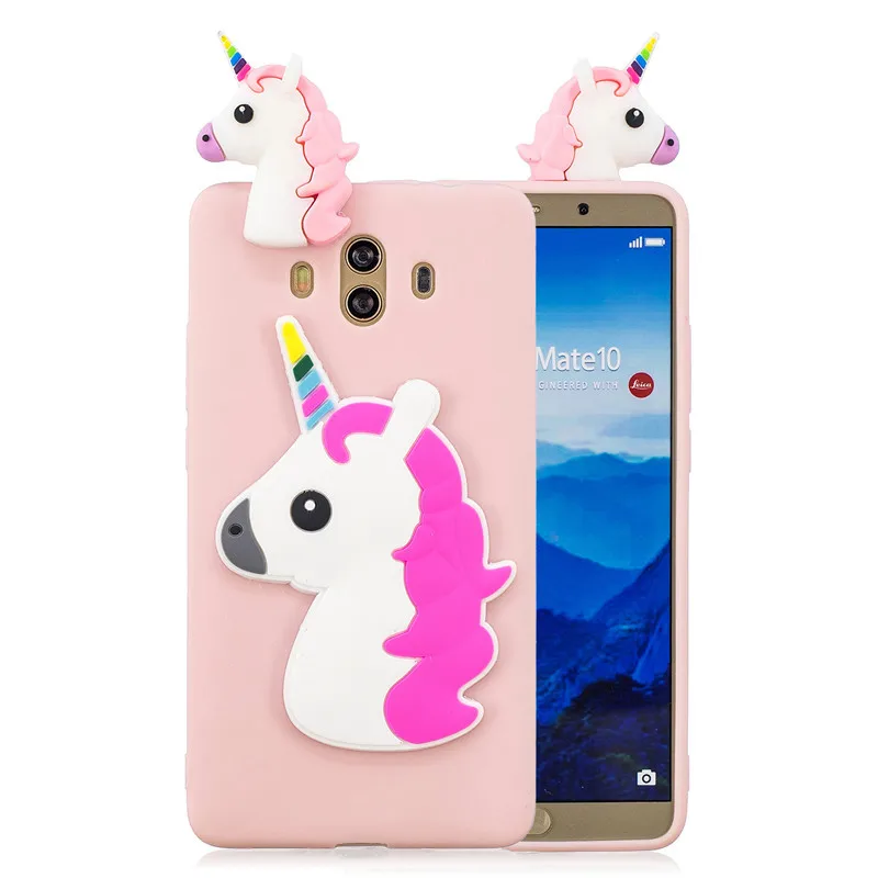 Милый 3D чехол из ТПУ с изображением панды единорога кота щенка Etui для Huawei Mate 10 Lite 20