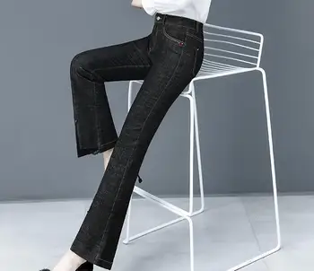 

Plus velvet thick jeans women autumn and winter new high waist elastic outer wear loose straight trousers pants BB989-01-10
