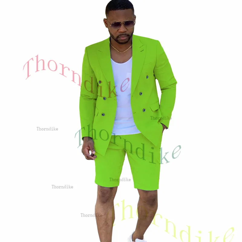 Thorndike Newest Men Suits 2 Pieces Fashion Khaki Wedding Suits For Men Plus Size Blazer Dress Groom Tuxedo Jacket T1366