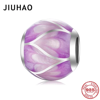 

Hot 925 Sterling Silver Gradient purple colors enamel DIY fine Beads Fit Original European Charms Bracelet Jewelry making