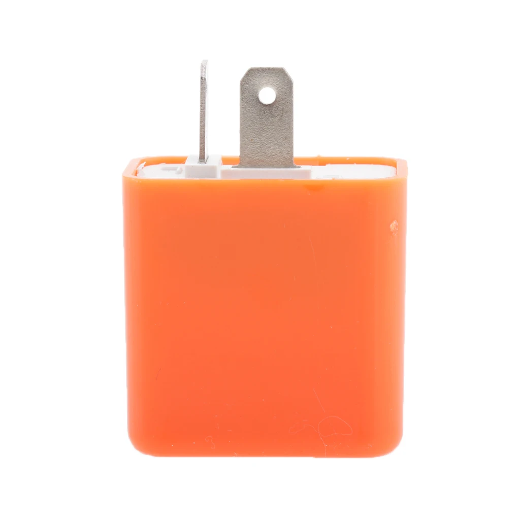 Orange 12V 2 Pin Electronic Turn Signal Adjustable Flasher Relay Flash Fit for Motorcycle