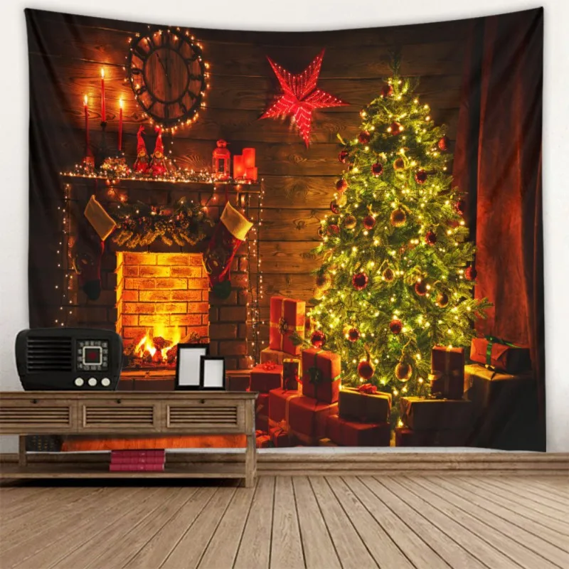 

HW Christmas Theme Printed Cotton Polyester TapestryWall Decor Art Craft For Living Room Home Bedroom Dorm