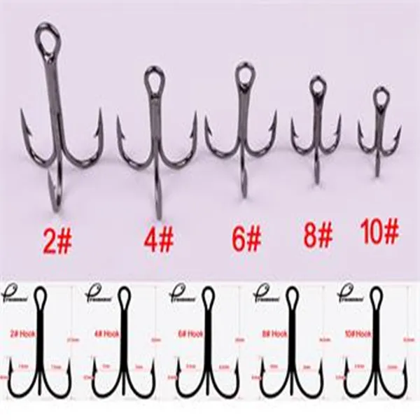 50pcs/Box Fishing Hook Antirust Treble Hooks Tackle Carbon Steel Lure